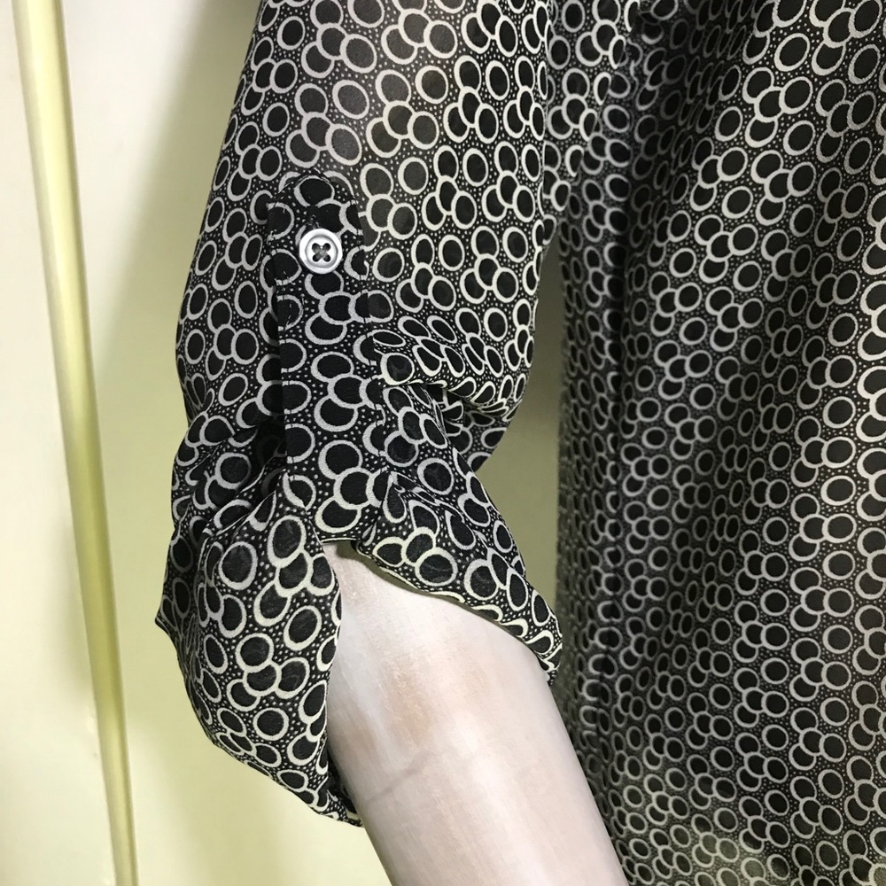 Ann Taylor Circle Print Chiffon Button Down Blouse - image 7